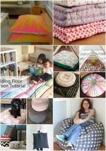 there are many different types of pillows and blankets in this collage, each with their own child's book