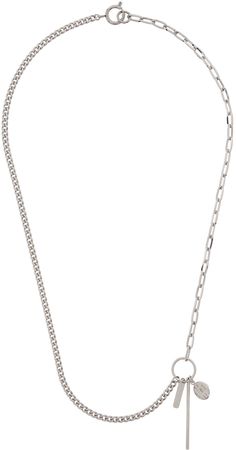 Handcrafted cable- and curb-chain necklace in palladium-plated brass. · Logo plaque and graphic charms at length · Spring-ring fastening · L23.5 Supplier color: Palladium Justine Clenquet, Accessories Jewelry Necklace, Watch Necklace, Kpop Outfits, Curb Chain, Spring Rings, Apparel Accessories, Jewelry Watches, Mens Jewelry