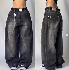 Look Jean, Street Jeans, Fashion 90s, Streetwear Jeans, High Waist Wide Leg Pants, 90's Fashion, Wide Trousers, Loose Fabric, Pants Fit