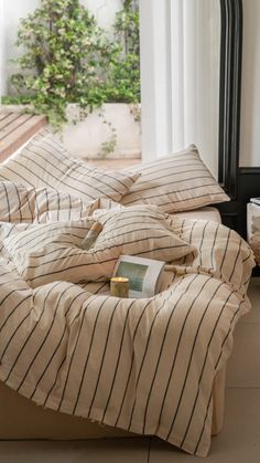 pretty bedding sheets the modern yet cosy home Pretty Bedding, Unique Bedding Sets, Bed Sheet Sizes, Unique Bedding, Striped Bedding, Striped Duvet, Scandinavian Bedroom, Twin Xl Bedding, Minimalist Beauty