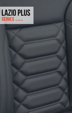 the interior of a car with leather and stitching on it's seat covers