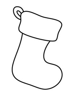 a black and white drawing of a christmas stocking with a ribbon hanging from it