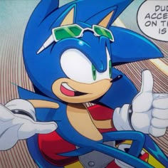 sonic the hedge is giving thumbs up to someone in front of him with sunglasses on