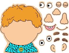 a cartoon boy with different facial expressions and haircuts on his head, nose, eyes, mouth