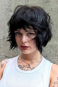 Choppy Layered Butterfly Bob Haircut for Thick Hair Medium Length Funky Haircut, Choppy Thick Hair, Shag Cuts For Thick Hair, Short Razor Cuts For Women, Short Messy Bob Choppy Layers Thick Hair, Shaggy Inverted Bob, Edgy Bob Haircuts Choppy Layers, Shaggy Layered Bob