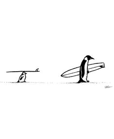 two birds with surfboards in their beaks