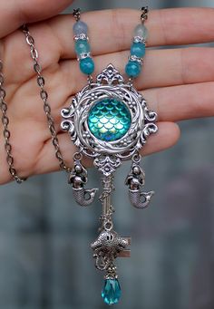 Handmade Unique Fantasy Mermaid Key NecklaceThe item requires 12 weeks to be crafted Mermaid Inspired Jewelry, Mermaid Accesories, Mermaidcore Aesthetic, Mermaid Collage, Character Jewelry, Fairy Costume Diy, Fantasy Accessories, Ocean Outfits, Alternative Disney Princesses