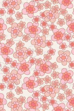 pink and red flowers are on a white background, with small circles in the middle