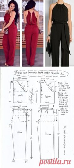 a woman in a jumpsuit and top sewing pattern, with instructions to make it