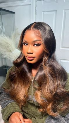 Weave Hairstyles With Highlights, Colorful Sew In, 1b/30 Hair, Ombre Sew In, Weave Sew In, Colored Sew In, Different Hair Colors For Black Women, Fall Hair Black Women, Balayage Hair Black Women