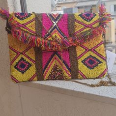 Beaded Yellow Pink Multicolored Cross Body Bag Nwt See Pics And Vids For Details Embellished Multicolor Summer Shoulder Bag, Embellished Multicolor Shoulder Bag For Summer, Multicolor Beaded Pouch Bag, Yellow Summer Clutch Bag, Yellow Clutch Bag For Summer, Multicolor Summer Bags With Colorful Beads, Beaded Beach Clutch Bag, Yellow Clutch Bag For Party, Gold Beaded Beach Bag