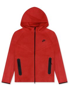 NIKE SPORTSWEAR TECH FLEECE HOODIE - RED NIKE Nike Tech Fleece Red, Red Nike Tech Fleece, Red Nike Tech, All Jordans, Nike Sportswear Tech Fleece, Tech Fleece Hoodie, Windrunner Jacket, Nike Tech Fleece, Red Nike