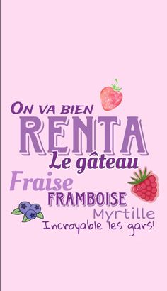 a pink background with the words on it and an image of strawberries, raspberries