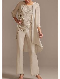 Pantsuit / Jumpsuit Mother of the Bride Dress Elegant Jewel Neck Floor Length Chiffon Lace 3/4 Length Sleeve with Beading Appliques 2022 8026785 2022 – $158.39 Lace Jumpsuit Wedding, Dress Formal Elegant, Formal Dress For Wedding Guest, Jumpsuit Wedding Guest, Bride Dress Lace, Wedding Jumpsuit, Dresses Formal Elegant, Lace Jumpsuit, Formal Dresses For Weddings