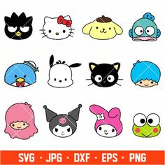 cartoon character heads with different expressions and colors on them, including the headbands