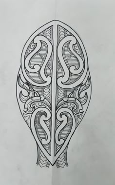 a drawing of a stylized design on paper with lines in the shape of a heart