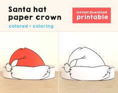 the santa hat paper crown is colored and coloring