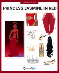 the costume guide for princess jasmine in red