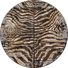 a round rug with zebra print on it