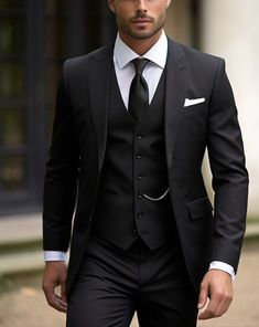 Men Royal Tuxedo Most Trendy Fashioned of Men Fashion Outfits https://youtu.be/gahLGI2wrpg Black Suits For Men Wedding Classy, Black Prom Suits For Guys, Wedding Suits Groom Classy, Black Mens Suit, Mens Suit For Wedding, Black Groomsmen Suits, Black Three Piece Suit