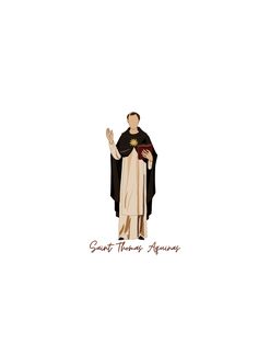 an image of saint thomas agnesss holding his hands up in the air and wearing a black robe