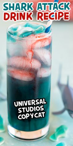 Shark Bite Drink Recipe, Shark Week Drinks, Shark Recipes, Shark Week Recipes, Summer Drink Recipe, Shark Week Party, Shark Themed Party, Nj Shore, Fun Summer Drinks