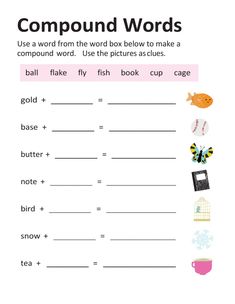 compound words worksheet with pictures on it