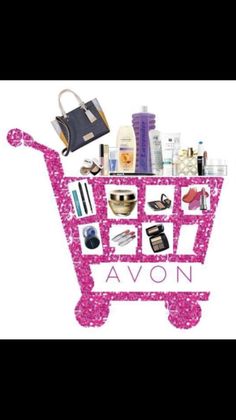 a pink shopping cart filled with personal items