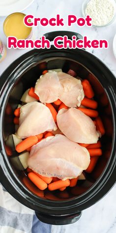 crock pot ranch chicken in the slow cooker with carrots and celery