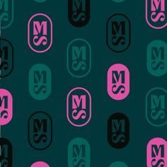 the letters m and s are in different colors on a black background with pink and blue circles