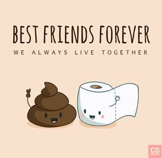 the best friends forever poster is shown with two rolls of toilet paper and a poop