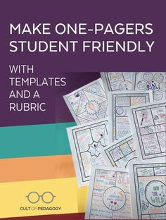 the cover of make one - pagers student friendly with templates and rubric