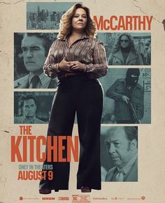 a movie poster for the kitchen with an image of a woman in wide legged pants