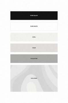 a white and black website page with the words pure black in different font styles on it