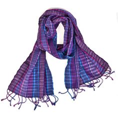 Warm vibrant hues of purples, blues, and pinks evoke an evening alongside beautiful Lake Atitlan in Guatemala. This lightweight windowpane weave scarf with hand twisted fringe is sure to garner many compliments. 15”W x 67”L Handwoven in 100% cotton. Dry Clean Only Fair Trade made in Guatemala Shawl Color Combination, Weave Scarf, Braided Fringe, Knotted Fringe, Lake Atitlan, Baby Ball, Fair Trade Clothing, Waste Collection, Embroidered Belt