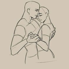 a drawing of two people hugging each other