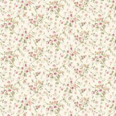 a floral wallpaper with pink flowers and green leaves