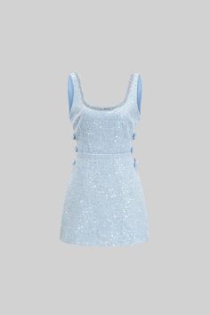 Pearl Embellished Sleeveless Mini Dress with Bow - Pink Light Blue Mini Dress, Mini Dress With Bow, Hourglass Silhouette, Ribbon Dress, Detailed Jewelry, Blue Mini Dress, Blazer With Jeans, Collar Jewelry, Anniversary Sale