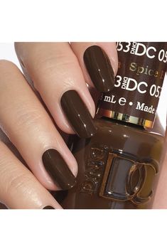 DND DC Gel Polish Set - 1 each of Brown Gel Polish and Brown Nail Polish, 053 Spiced Brown, 0.5 Fl Oz Brown Gel Polish, Essie Nail Polish Colors, Brown Nail Polish, Brown Nail, Fall Gel Nails, Seasonal Nails