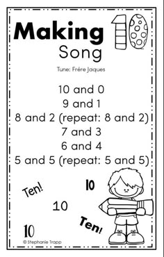 a printable worksheet for making song, with the words ten and ten