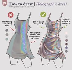 how to draw holographic dresses with photoshopped images and text below it