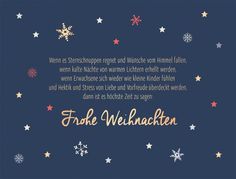 a christmas card with snowflakes and stars in the sky, on a dark blue background