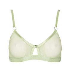 Venus is a soft bra with cut-out detail made from all sheer silky-soft mesh. As a cheeky detail, Venus mesh bra can be opened at the front, which can be used for both nursing and for play. Venus’ cups are shaped by satin straps joined by a sexy metal ring. On top of that, Venus has folded straps at the back of the bra giving an edgy detail. Model Rock, Metal Ring, Metal Rings, Light Green, Nursing, Cut Out, Perfect Fit