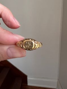 Selling an assortment of antique jewelry that I have hunted for and gathered from all over the world to offer you.  Some examples seen in the group photo.   ABOUT: Antique signet ring in rich 18k gold with embossed designs -  lovely, detailed gold work. This old beauty is from the early 1800s Georgian era. It has ornate initials engraved but I'm not exactly sure which, maybe C S ? Makes a striking and unique stacker with a great antique appearance. This French antique piece from the Georgian era is one I purchased in Paris. French hallmarks for 18k. Antique box is not included.  Listing is for the one ring with the others in the stack shown for color comparison and scale. Really nice condition, still sturdy, some surface wear but beautiful antique patina in the recesses to make the design Ornate Luxury Engraved Ceremonial Ring, Luxury Victorian Engraved Gemstone Ring, Luxury Vintage Engraved Ring For Ceremonial Occasions, Traditional Luxury Engraved Collectible Ring, Luxury Classic Ceremonial Engraved Ring, Classic Luxury Gold Plated Engraved Ring, Luxury Antique Initial Ring For Formal Occasions, Luxury Traditional Engraved Ring Collectible, Classic Luxury Engraved Ring With Gemstone