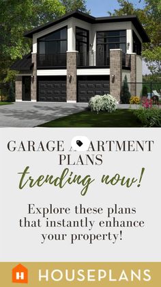 an advertisement for a garage apartment plan