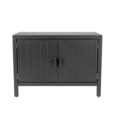 a black cabinet with two doors on it