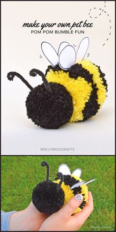 crocheted bum toy made with yarn and pom - pom fun for kids to make