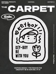 an advertisement for the carpett store with a sticker on it's back