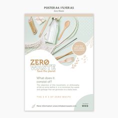 a flyer for a zero waste event with utensils and other items on it