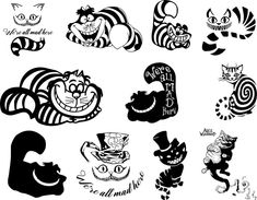 several different types of cartoon cats and their names are shown in black on the white background